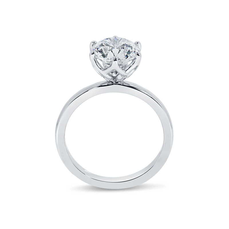 Large Round Cut Diamond Six Claw Solitaire Engagement Ring