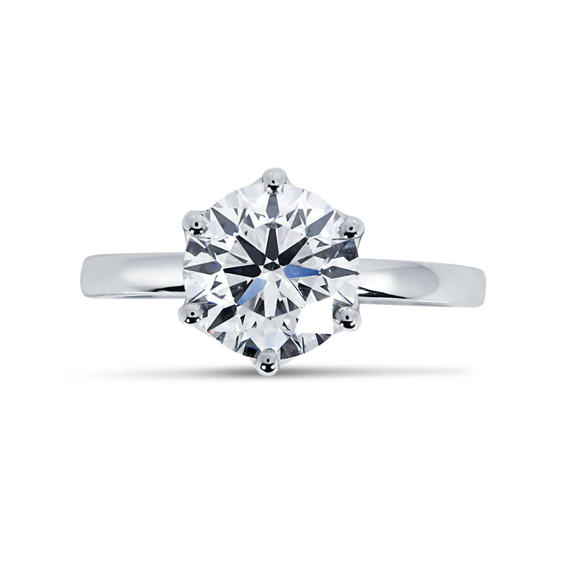 Large Round Lab Grown Diamond Six Claw Solitaire Engagement Ring
