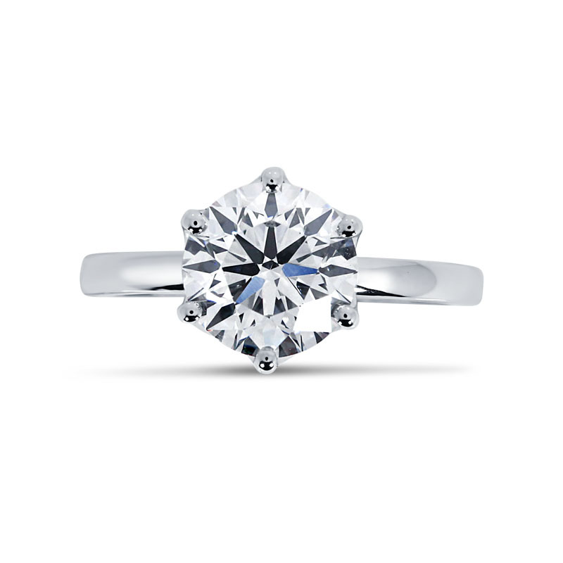 Large Round Cut Lab Grown Diamond Six Claw Solitaire Engagement Ring