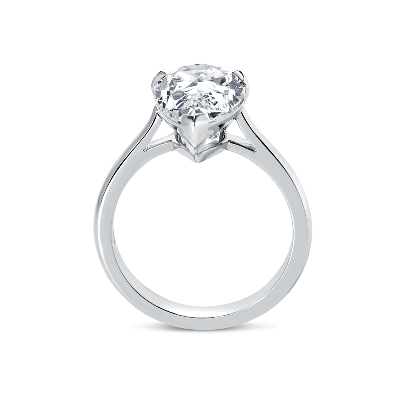 Large Pear Cut Diamond Solitaire Engagement Ring