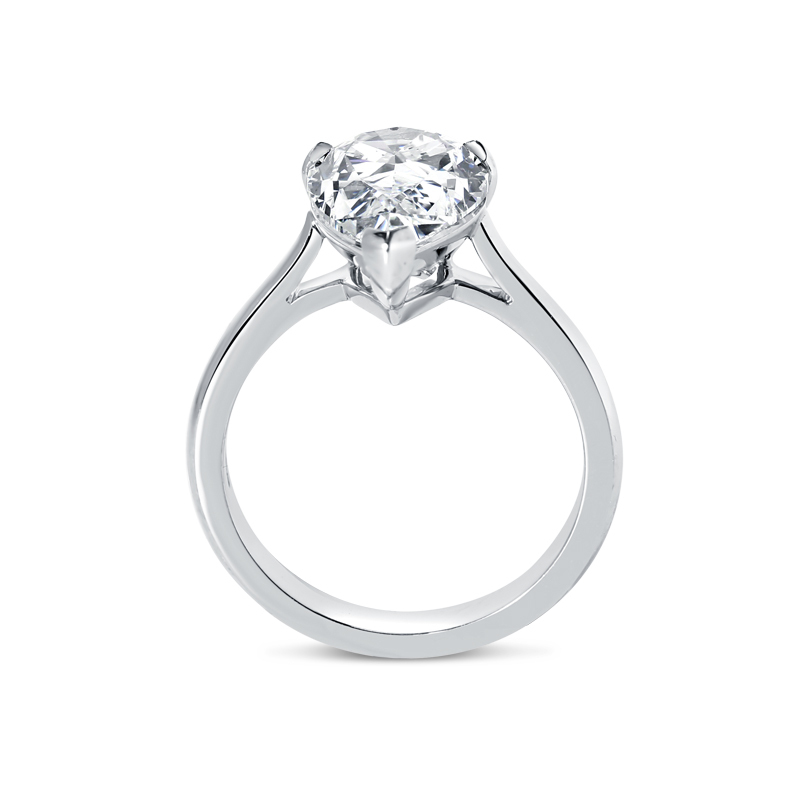 Large Pear Shape Diamond Solitaire Engagement Ring