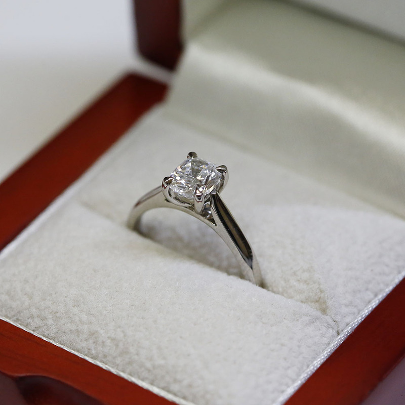 Cushion Cut Solitaire Lab Grown Diamond Engagement Ring