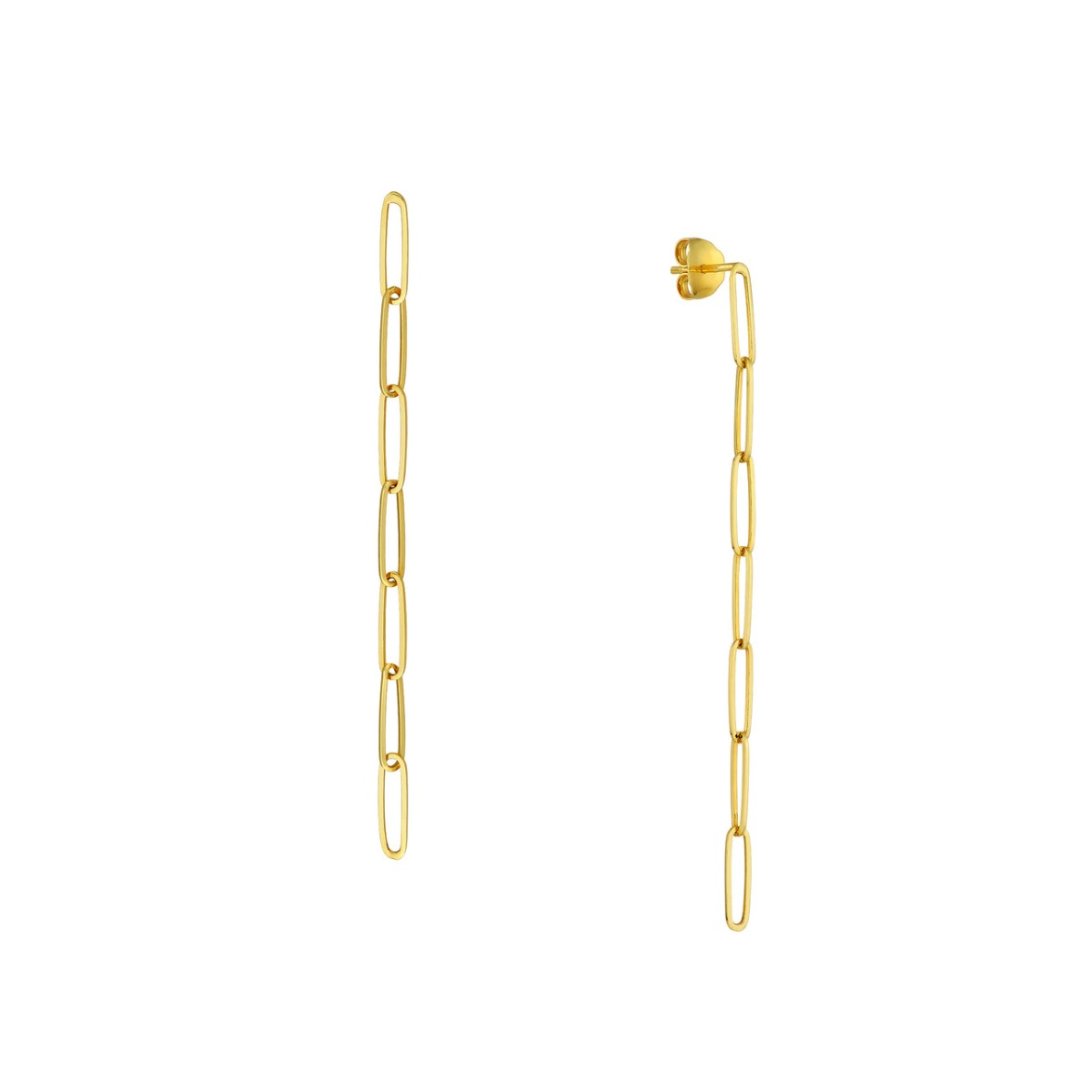 Long Paper Clip Dangle Gold Earrings