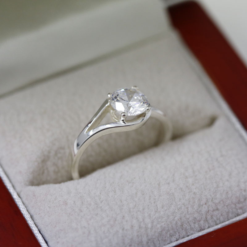 Rub Over Design Diamond Engagement Ring