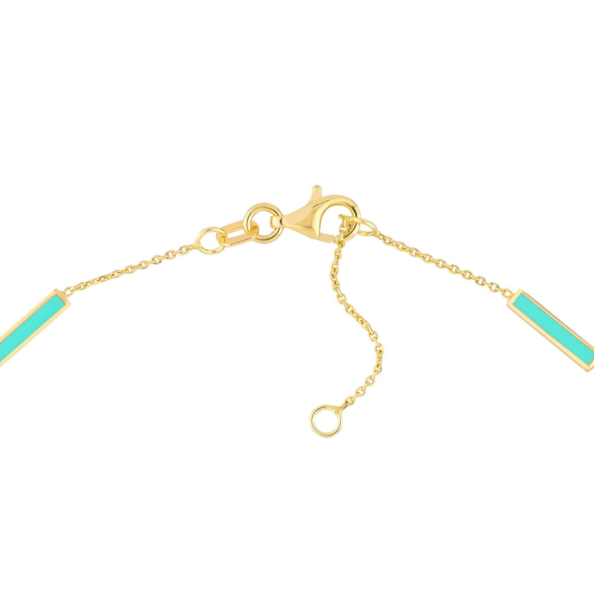 Turquoise Enamel Alternating Gold Bar Anklet