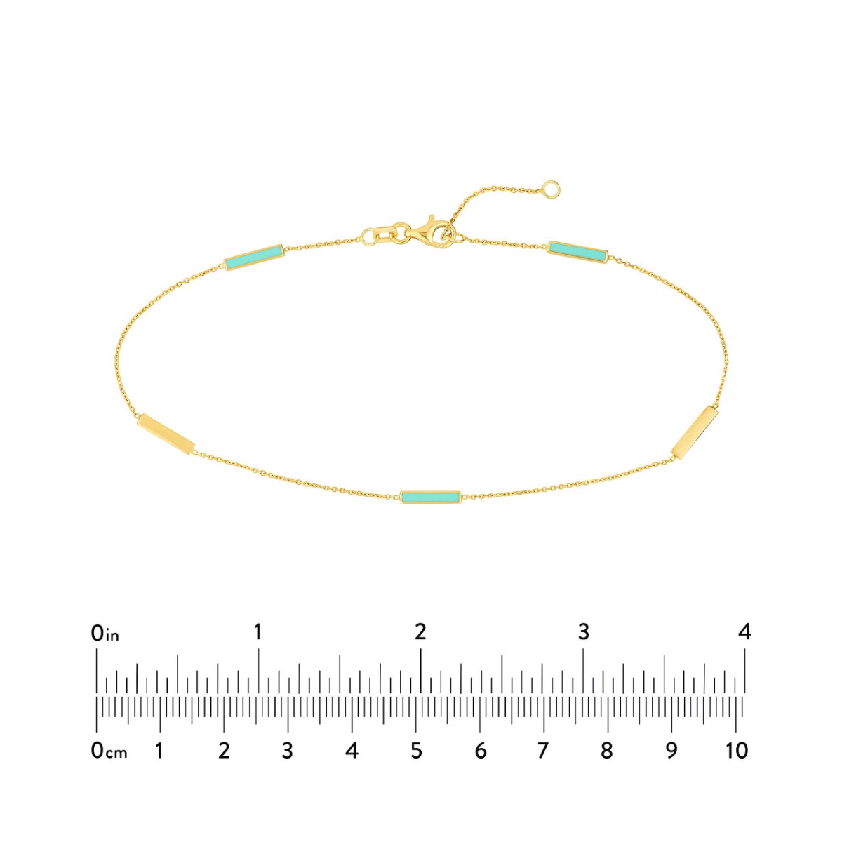 Turquoise Enamel Alternating Gold Bar Anklet