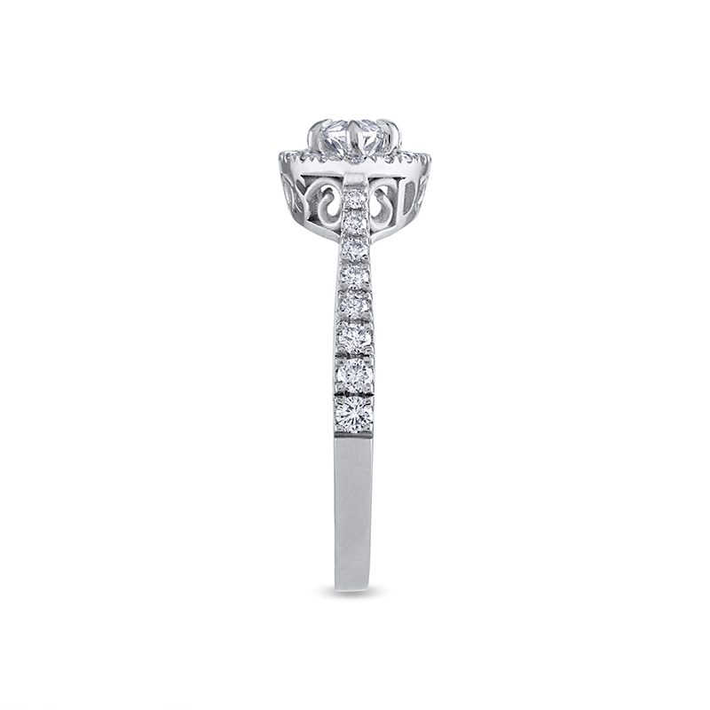 Marquise Cut Horizontal Diamond Halo Engagement Ring