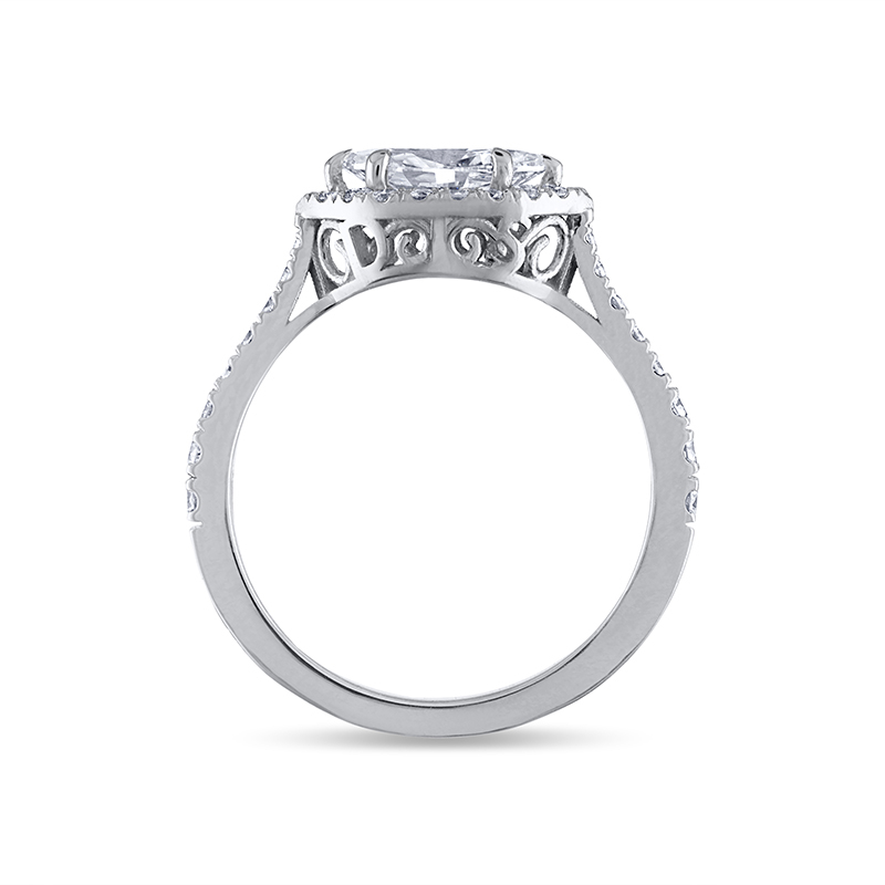 Marquise Cut Horizontal Diamond Halo Engagement Ring