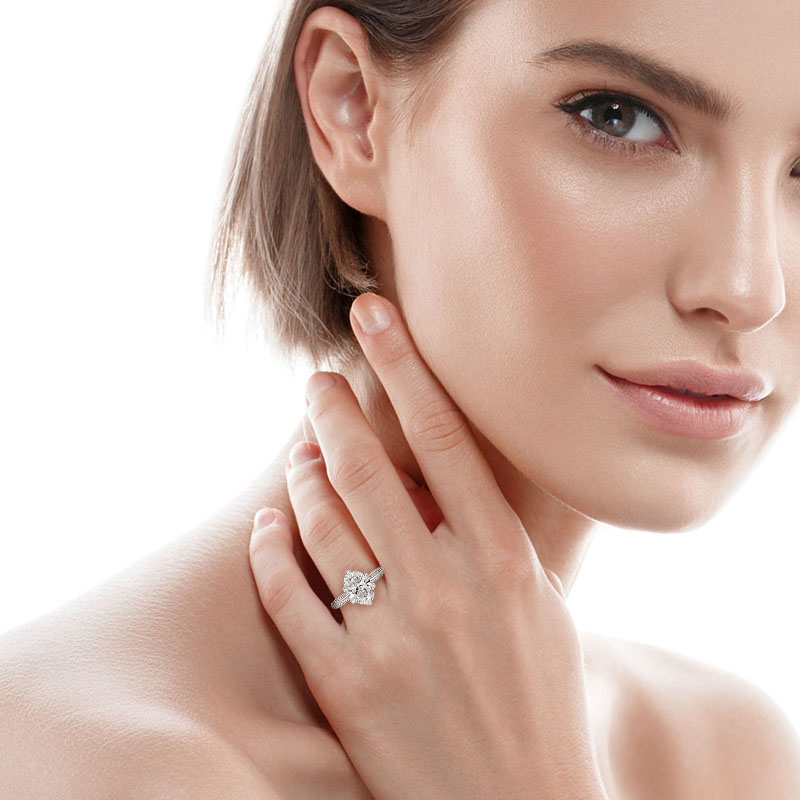 Oval pave deals diamond ring