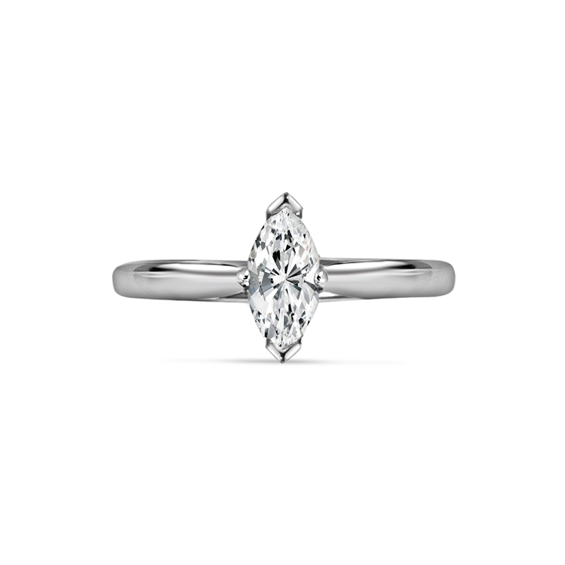 Plain Marquise Shape Solitaire Diamond Engagement Ring