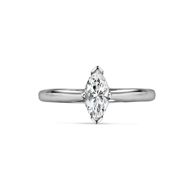 Four Claw Solitaire Marquise Cut Diamond Engagement Ring Top View