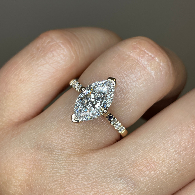 Marquise Cut Solitaire Diamond Set Engagement Ring