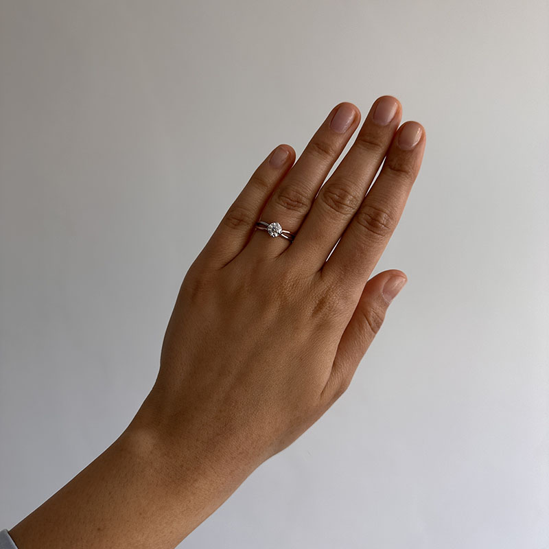 Split Shank Two Metals Round Lab Grown Diamond Engagement Ring