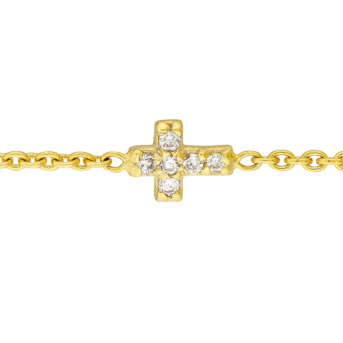 Mini Diamond Cross Gold Bracelet