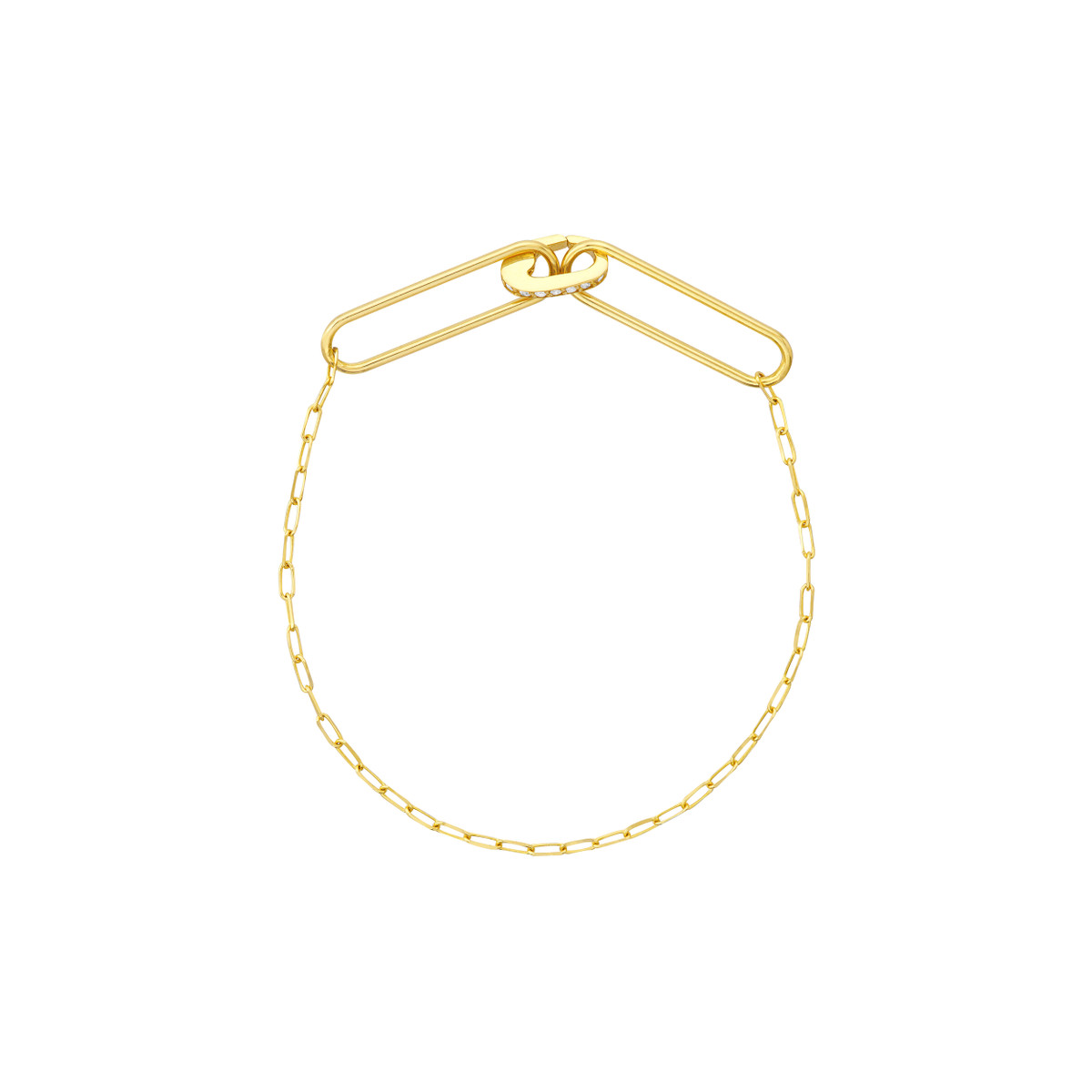 Diamond Paper Clip Pushlock Gold Bracelet