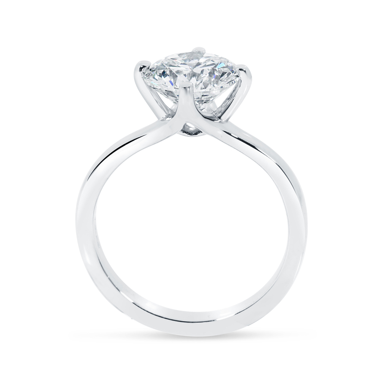 North East South West Round Diamond Solitaire Engagement Ring