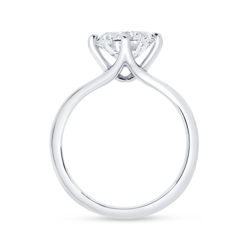 North East South West Round Diamond Solitaire Engagement Ring