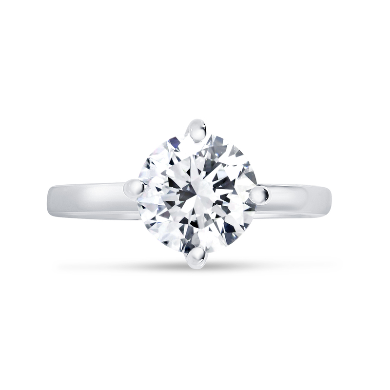 North East South West Round Diamond Solitaire Engagement Ring