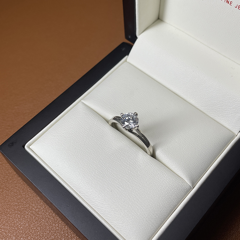 North East West South Lab Grown Round Diamond Engagement Ring