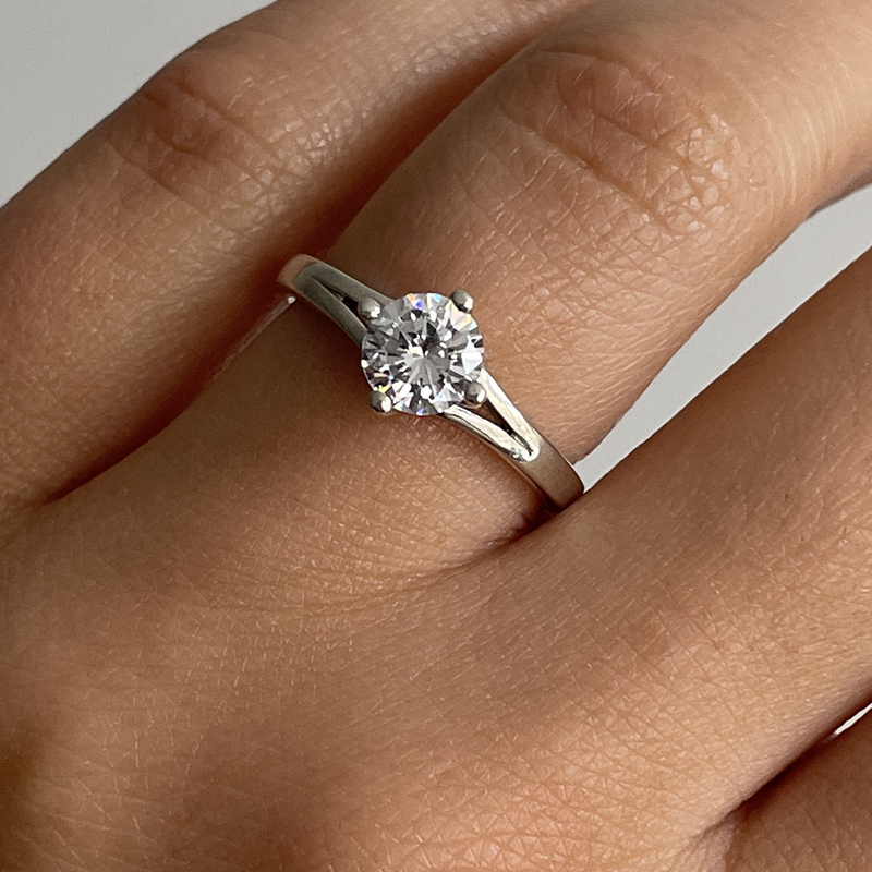 North East West South Lab Grown Round Diamond Engagement Ring