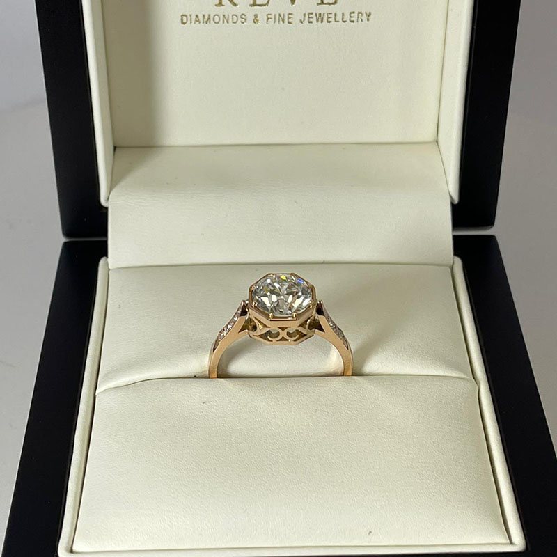 Old Cut Vintage Lab Grown Diamond Engagement Ring