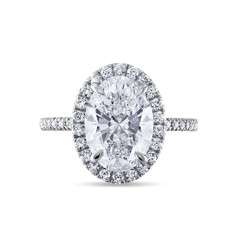 Oval Halo Thin Pave Lab Grown Diamond Engagement Ring