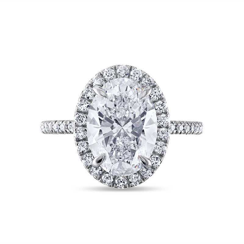 Oval Halo Thin Pave Diamond Engagement Ring