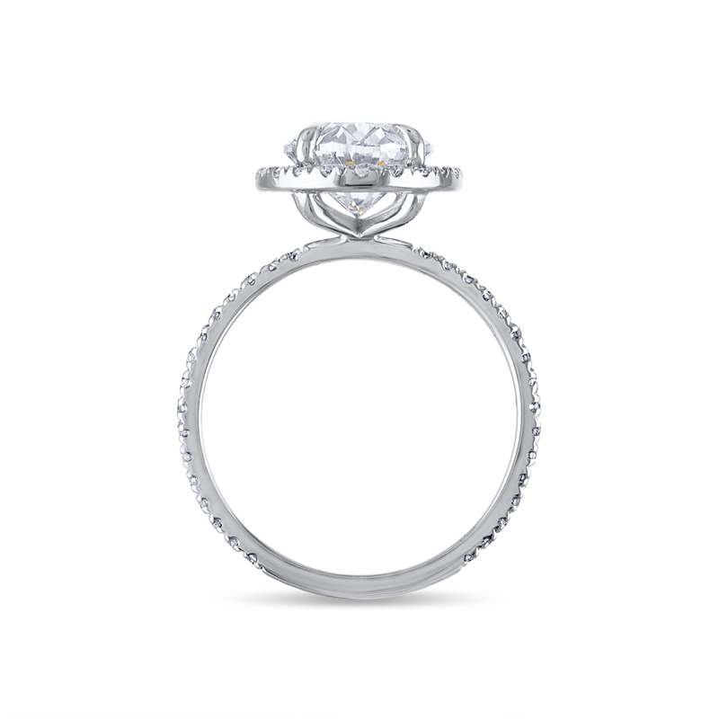 Oval Halo Thin Pave Diamond Engagement Ring