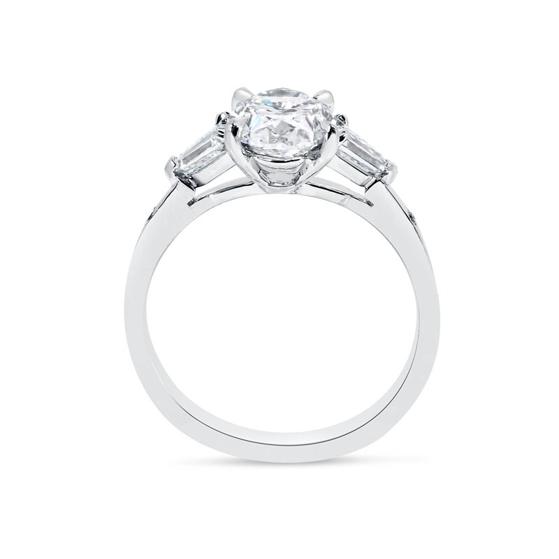 Oval Trilogy Bullets Side Stones Lab Grown Diamond Engagement Ring