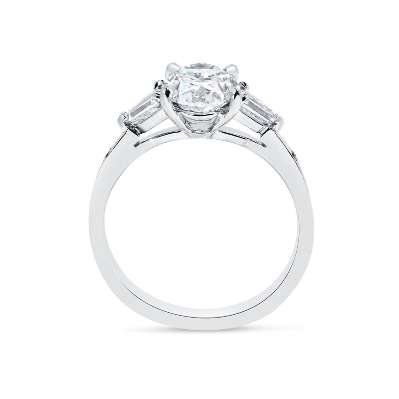Oval and Bullets Side Stones Diamond Engagement Ring