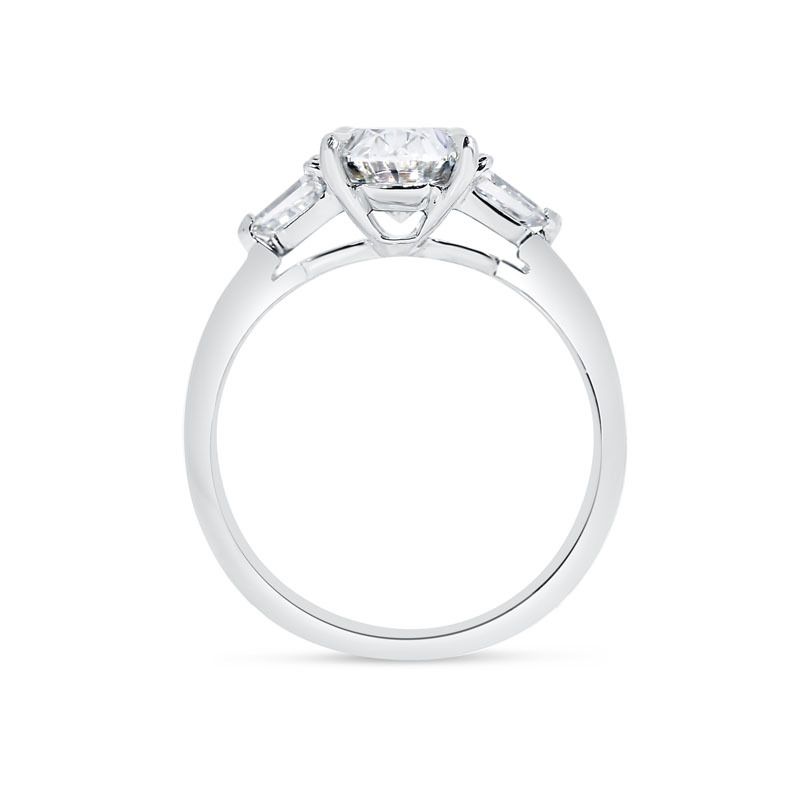 Oval Trilogy Bullets Side Stones Lab Grown Diamond Engagement Ring