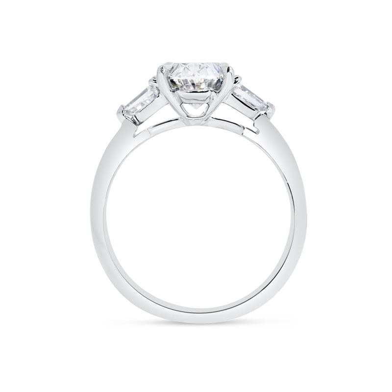 Oval and Bullets Side Stones Diamond Engagement Ring