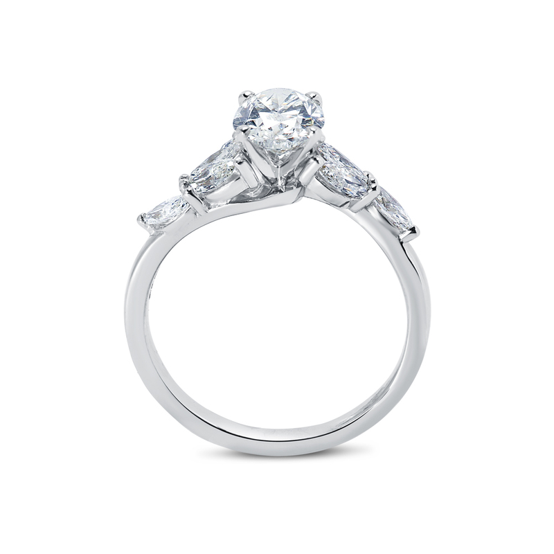 Oval and Marquise Side Lab Grown Diamond Engagement Ring