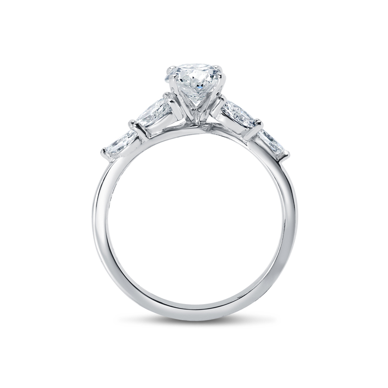 Oval Shape Marquise Side Diamond Engagement Ring