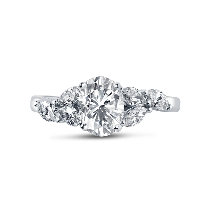 Oval and Marquise Side Lab Grown Diamond Engagement Ring
