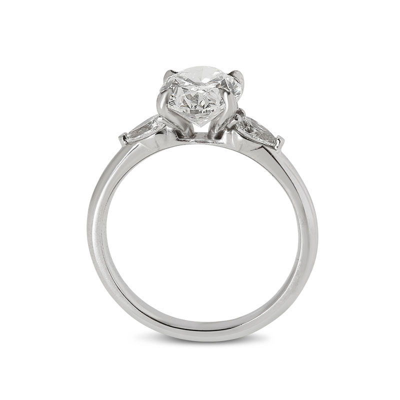 Oval and Pear Side Stones Lab Grown Diamond Engagement Ring