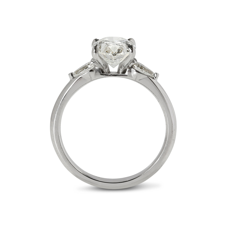 Oval and Pear Side Stones Lab Grown Diamond Engagement Ring