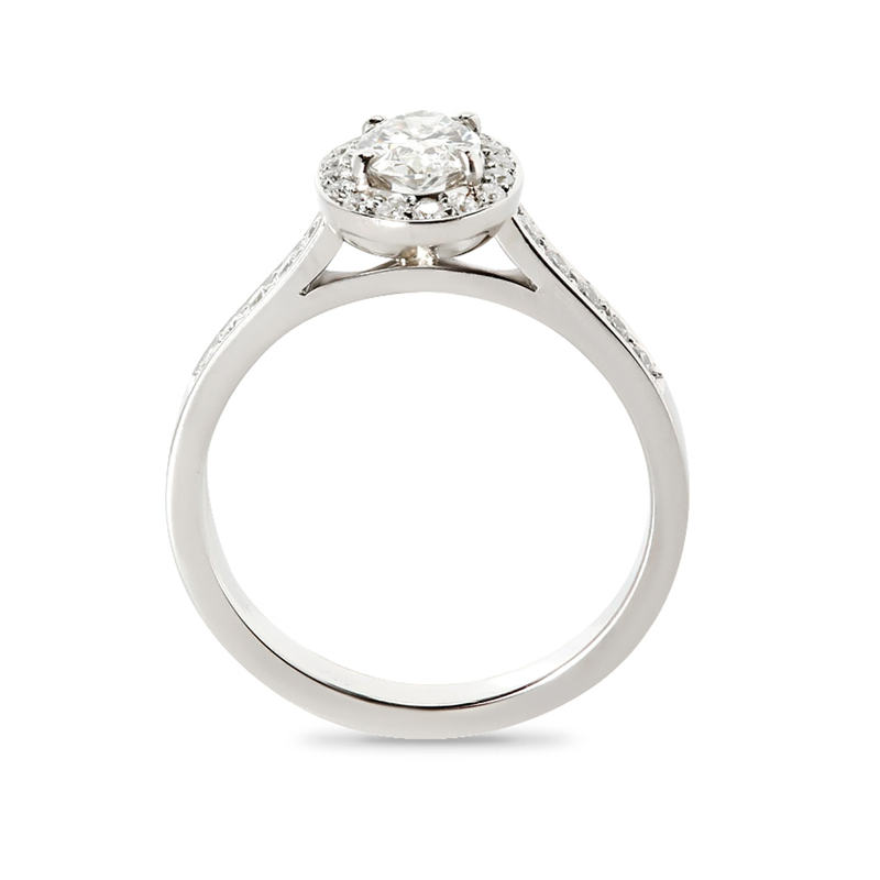 Oval Cut Pave Halo Lab Grown Diamond Engagement Ring