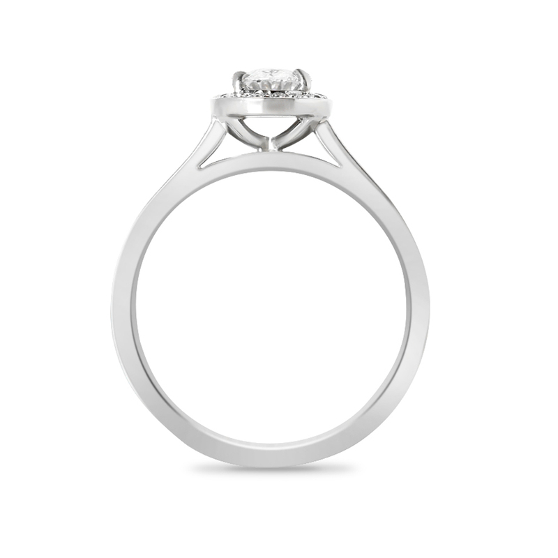 Oval Cut Pave Halo Lab Grown Diamond Engagement Ring