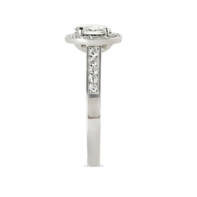 Oval Cut Pave Halo Lab Grown Diamond Engagement Ring