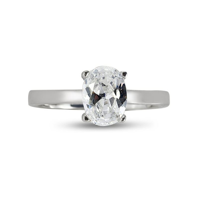 Oval Cut Diamond  Solitaire Engagement Ring Top View