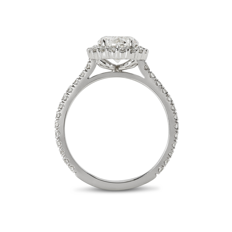 Oval Cut Halo Lab Grown Diamond Engagement Ring