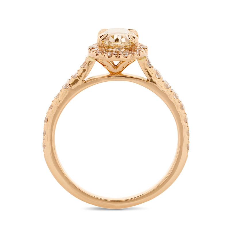 Champagne Oval Cut Lab Grown Diamond Halo Engagement Ring