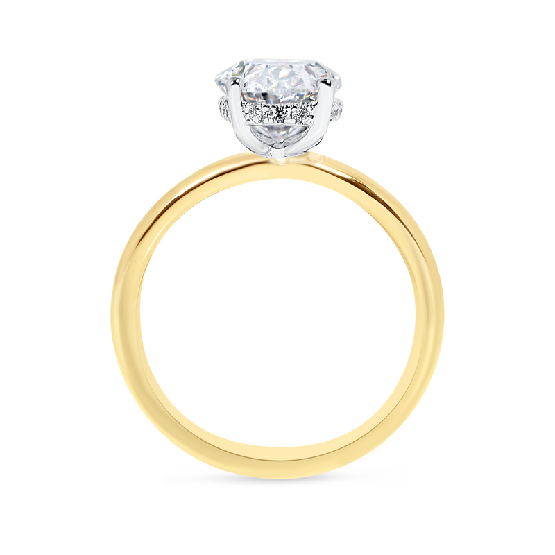 Hailey Bieber Oval Hidden Halo Solitaire Diamond Engagement Ring