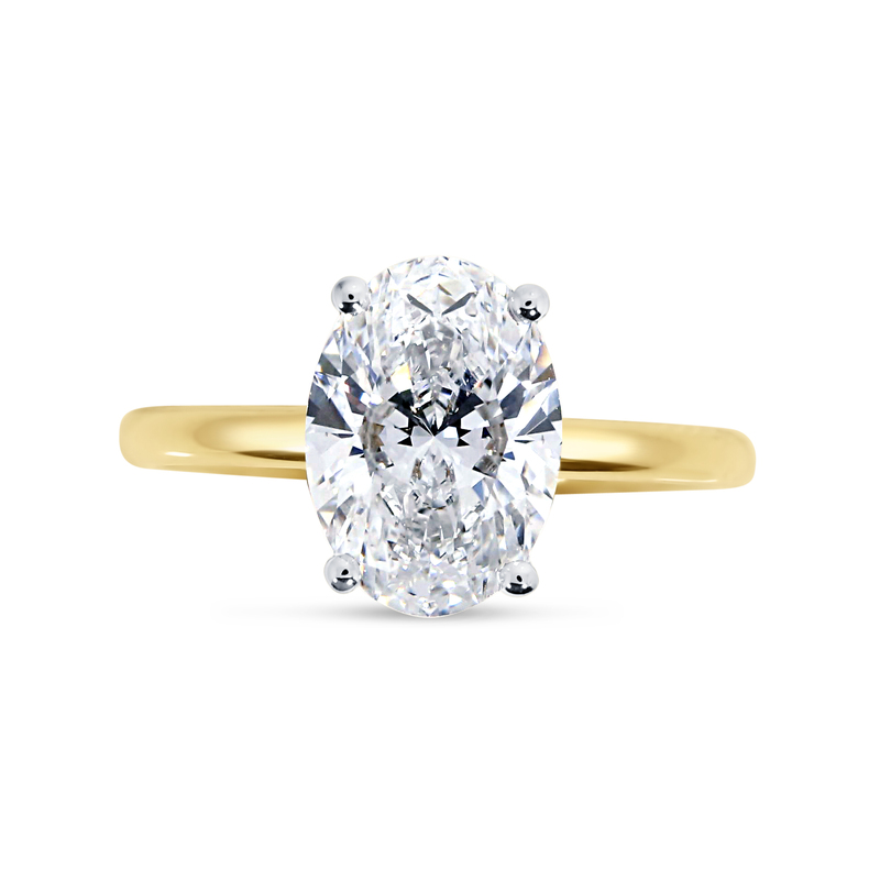 Oval Cut Hidden Halo Solitaire Lab Grown Diamond Engagement Ring