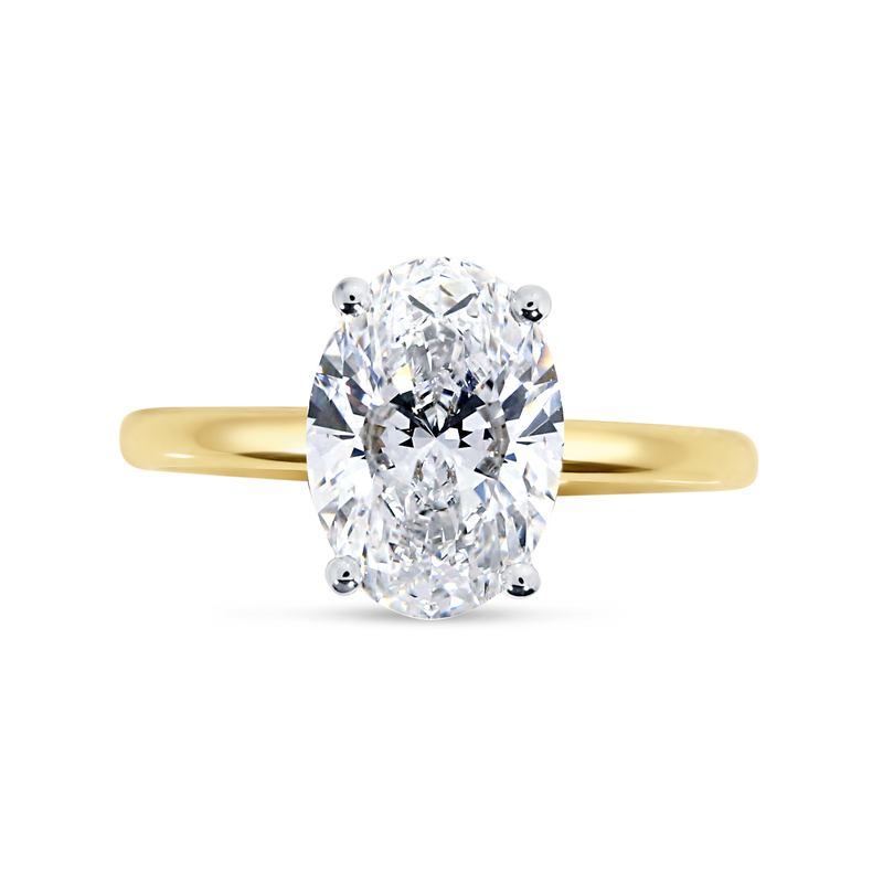 Oval Shape Hidden Halo Solitaire Lab Grown Diamond Engagement Ring