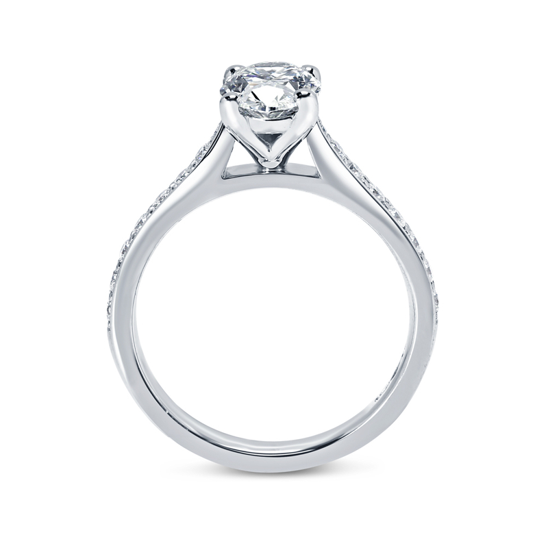 Oval Cut Pave Setting Diamond Engagement Ring