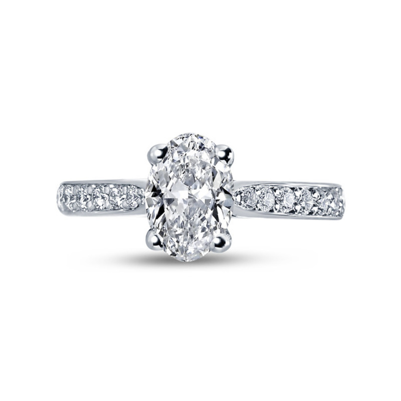 Oval Cut Pave Setting Diamond Engagement Ring