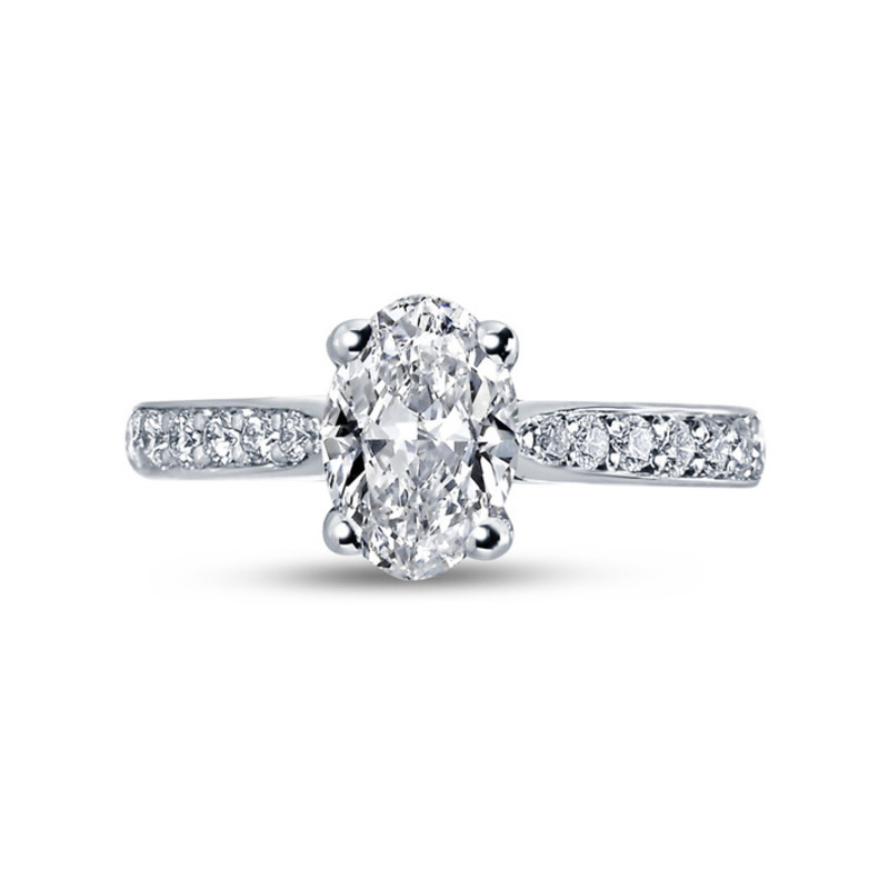 Oval Shape Pave Setting Diamond Engagement Ring