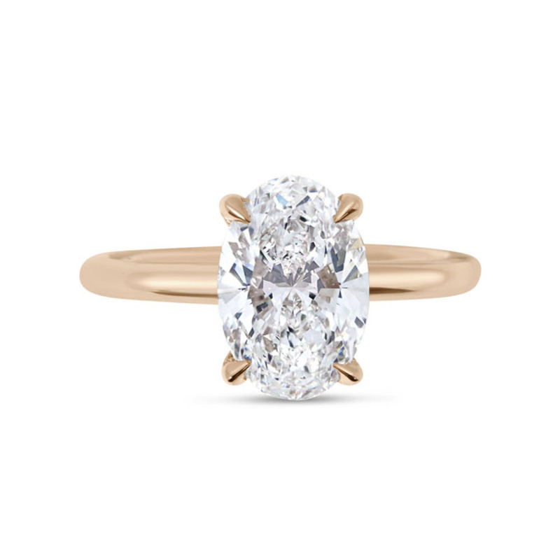 Oval Shape Rose Gold Solitaire Diamond Engagement Ring